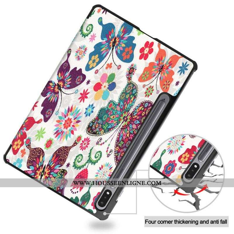 Smart Case Samsung Galaxy Tab S8 / Tab S7 Porte-Stylet Fleurs Vintage