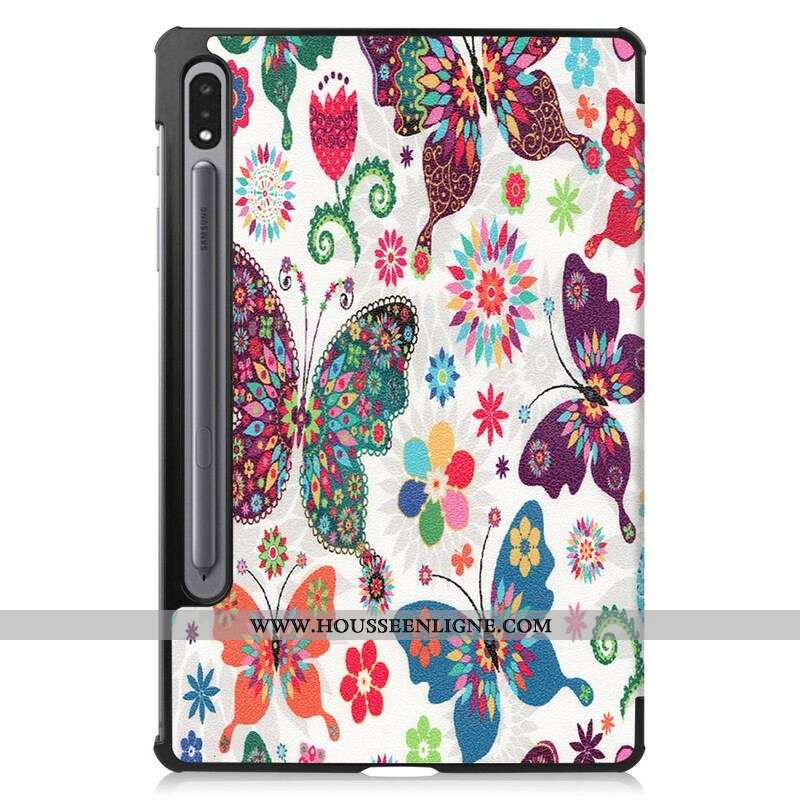 Smart Case Samsung Galaxy Tab S8 / Tab S7 Porte-Stylet Fleurs Vintage