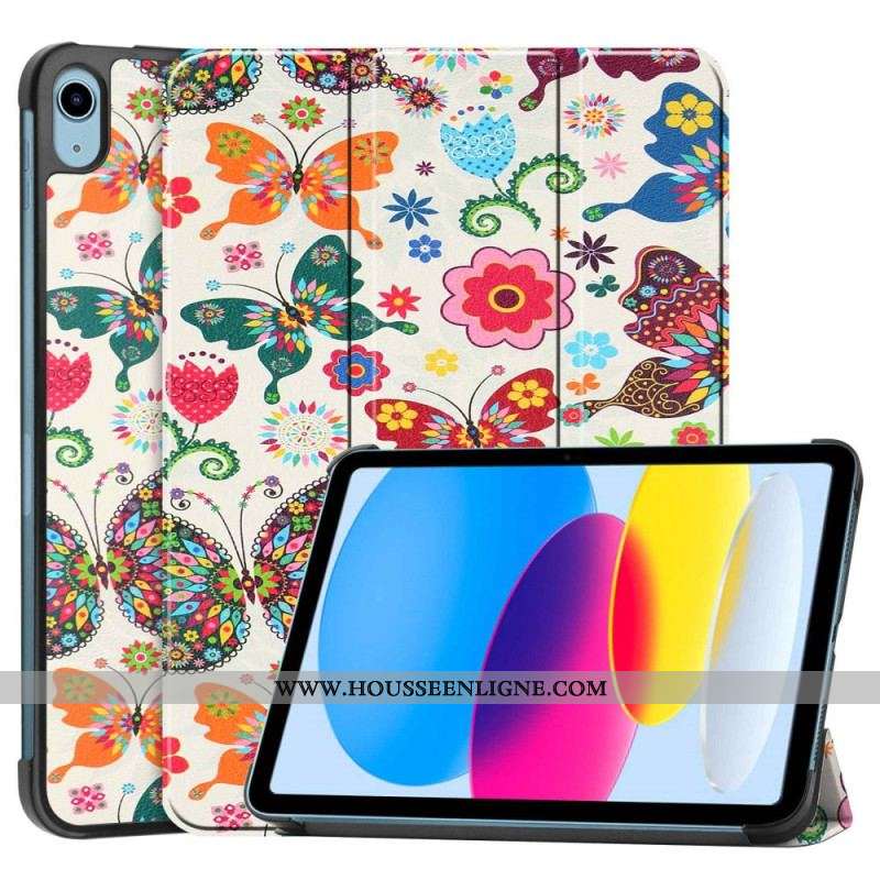 Smart Case iPad 10.9'' (2022) Renforcée Papillons et Fleurs