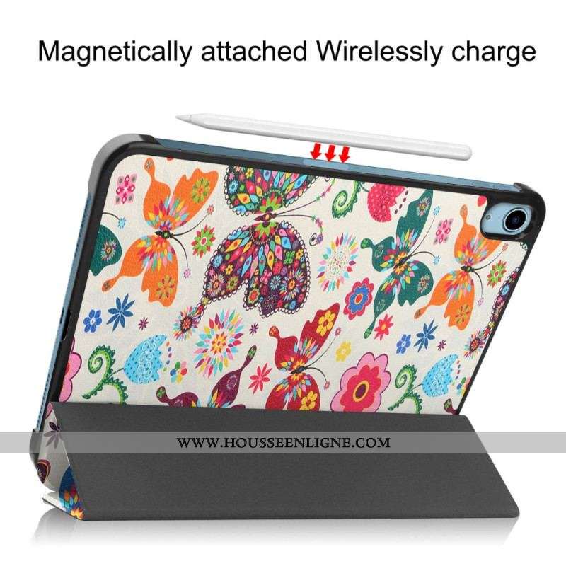 Smart Case iPad 10.9'' (2022) Renforcée Papillons et Fleurs