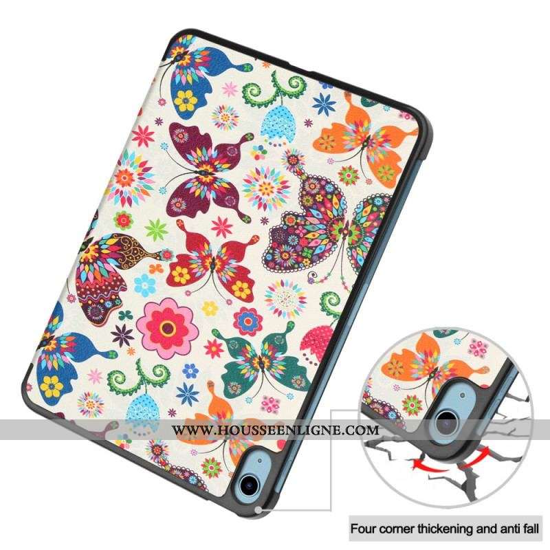 Smart Case iPad 10.9'' (2022) Renforcée Papillons et Fleurs