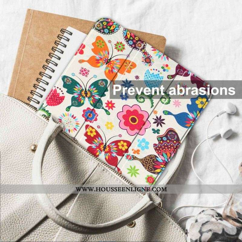 Smart Case iPad 10.9'' (2022) Renforcée Papillons et Fleurs