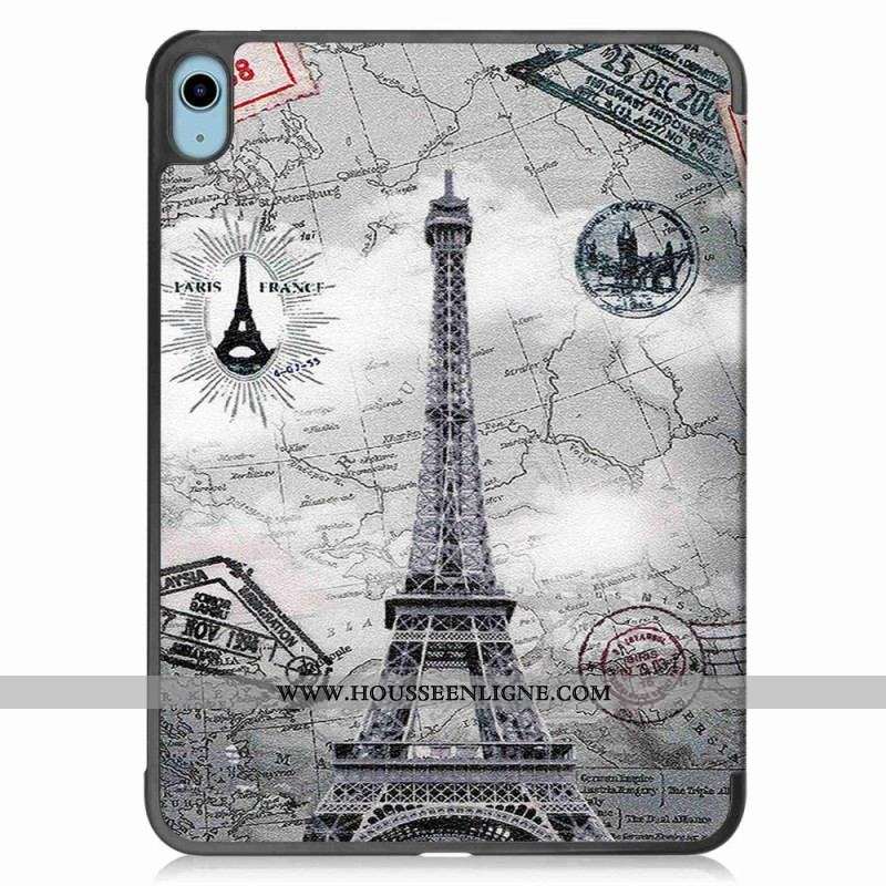 Smart Case iPad 10.9'' (2022) Renforcée Tour Eiffel Rétro