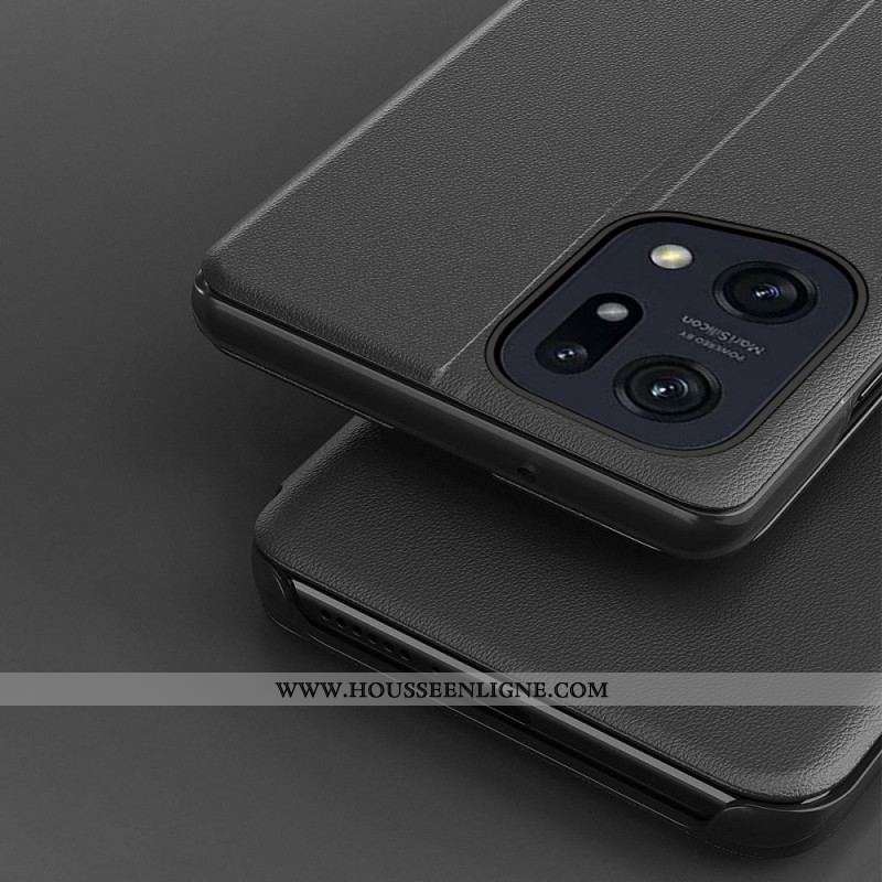 View Cover Oppo Find X5 Simili Cuir Texturé