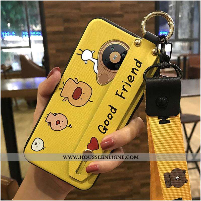 Coque Nokia 5.3 Tendance Fluide Doux Support Jaune Petit Téléphone Portable Étui