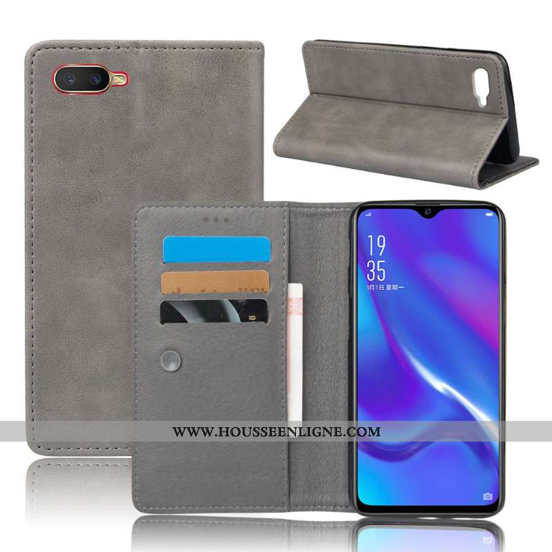 Coque Oppo Rx17 Neo Protection Modèle Fleurie Gris Téléphone Portable Carte Support