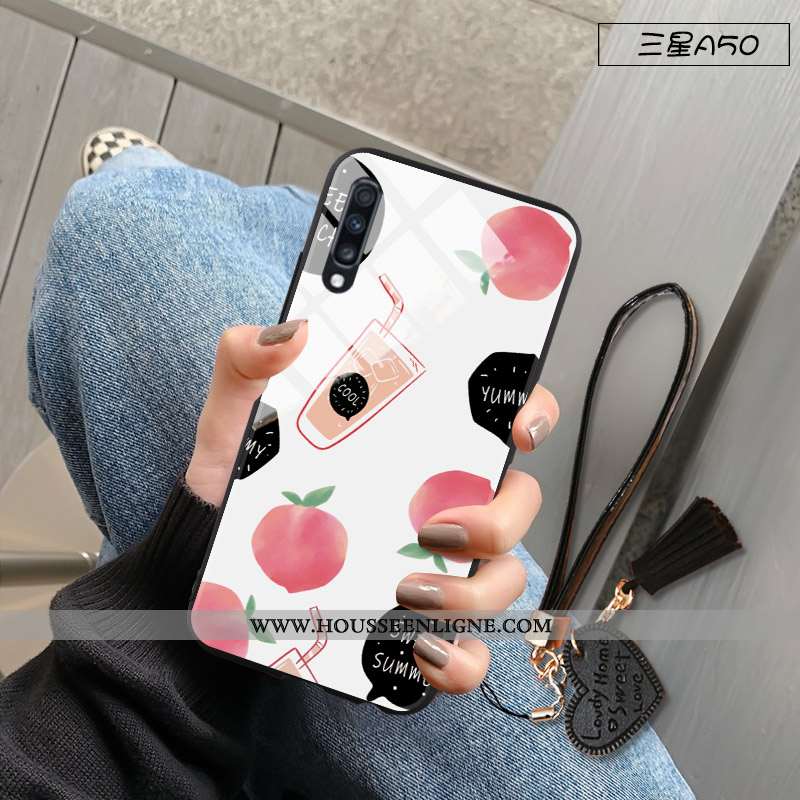 Coque Samsung Galaxy A50 Tendance Fluide Doux Blanc Nouveau Verre Frais Tout Compris Blanche