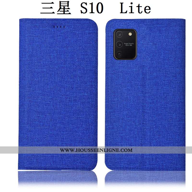 Coque Samsung Galaxy S10 Lite Cuir Protection Lin Étui Bleu Téléphone Portable