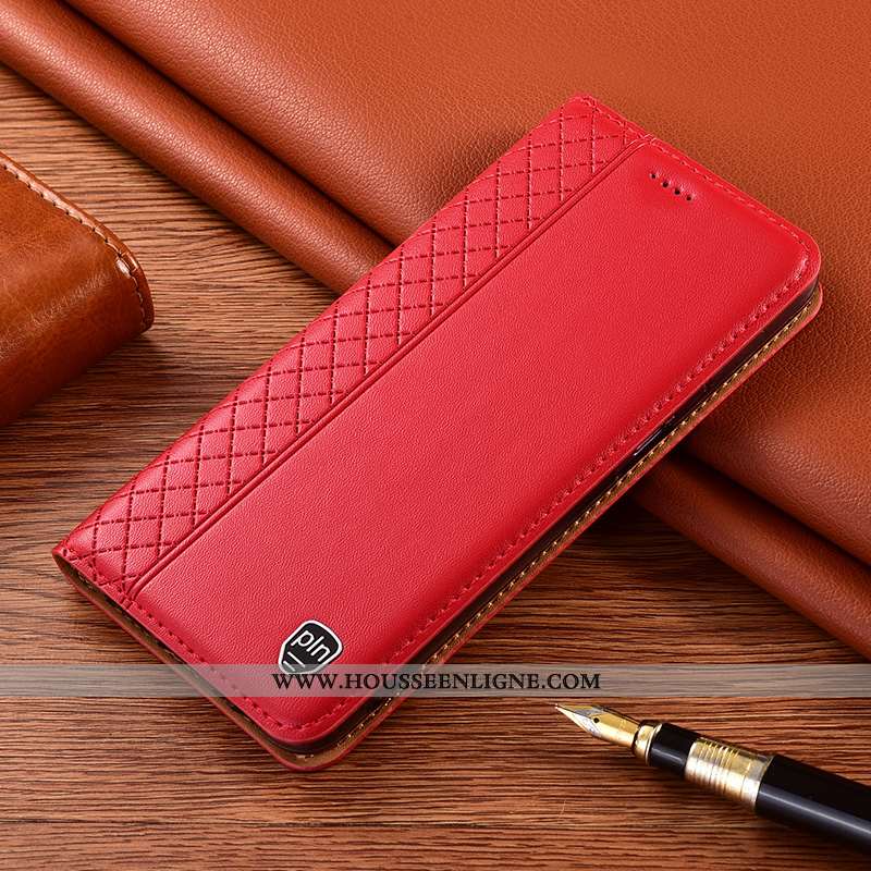 Coque Xiaomi Redmi 9a Cuir Véritable Protection Incassable Rouge Téléphone Portable Petit