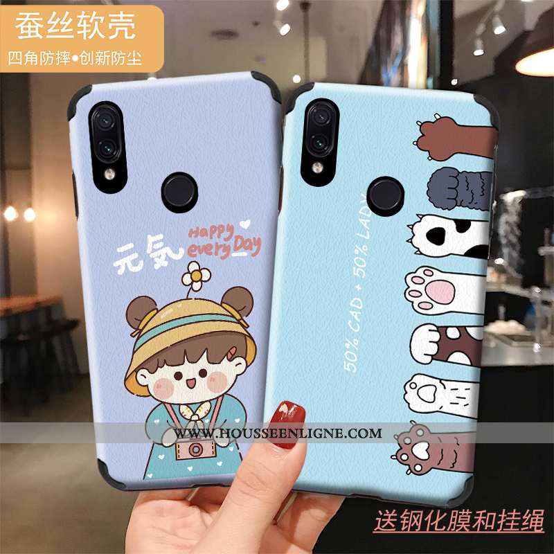 Coque Xiaomi Redmi Note 7 Cuir Modèle Fleurie Ballon Dessin Animé Soie Mulberry Rouge Téléphone Port