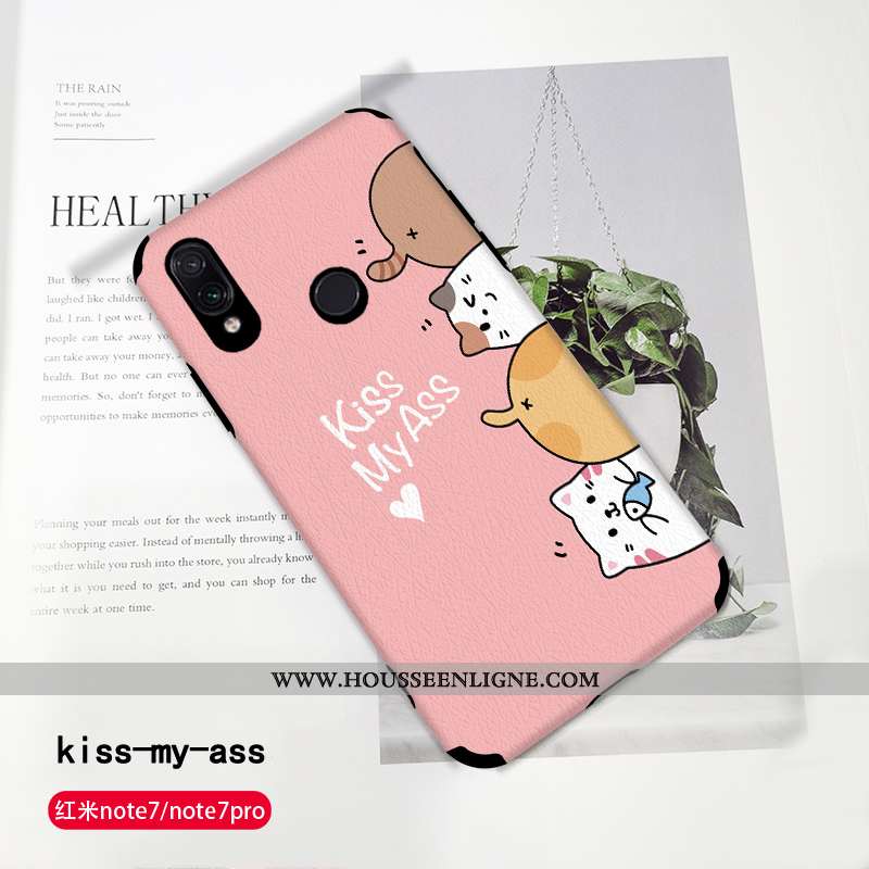 Coque Xiaomi Redmi Note 7 Cuir Modèle Fleurie Ballon Dessin Animé Soie Mulberry Rouge Téléphone Port