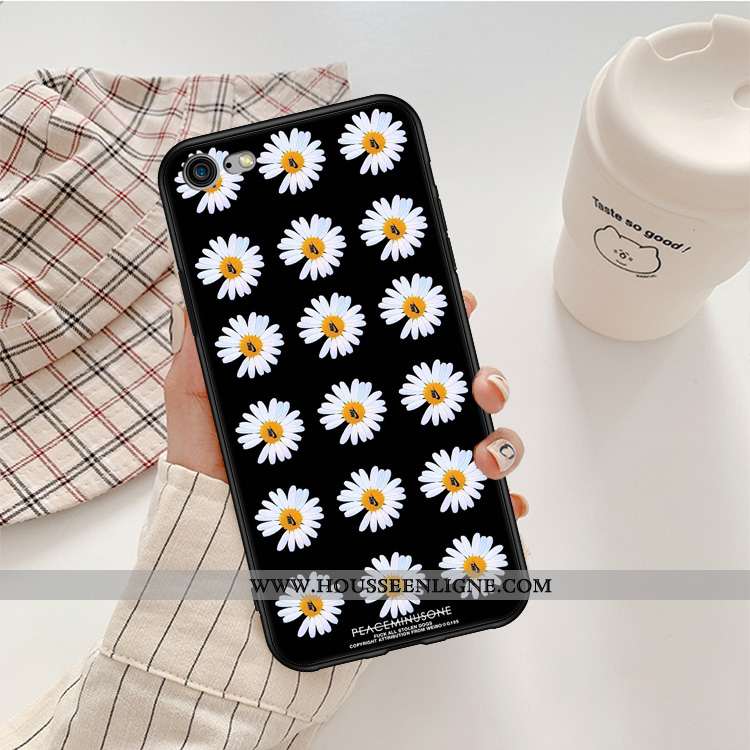 Coque iPhone 6/6s Fluide Doux Téléphone Portable Incassable Noir Étui Petite Marguerite