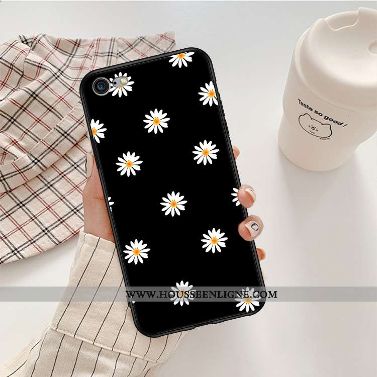 Coque iPhone 6/6s Fluide Doux Téléphone Portable Incassable Noir Étui Petite Marguerite