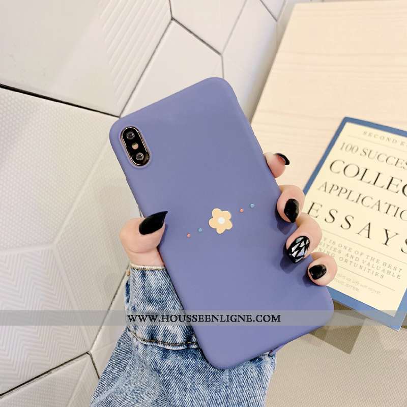 Coque iPhone X Silicone Tendance Tout Compris Téléphone Portable Fleurs Incassable Bleu