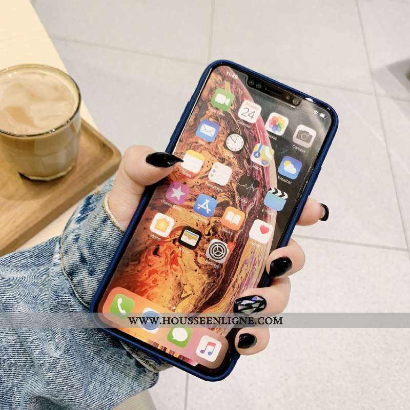 Coque iPhone X Silicone Tendance Tout Compris Téléphone Portable Fleurs Incassable Bleu