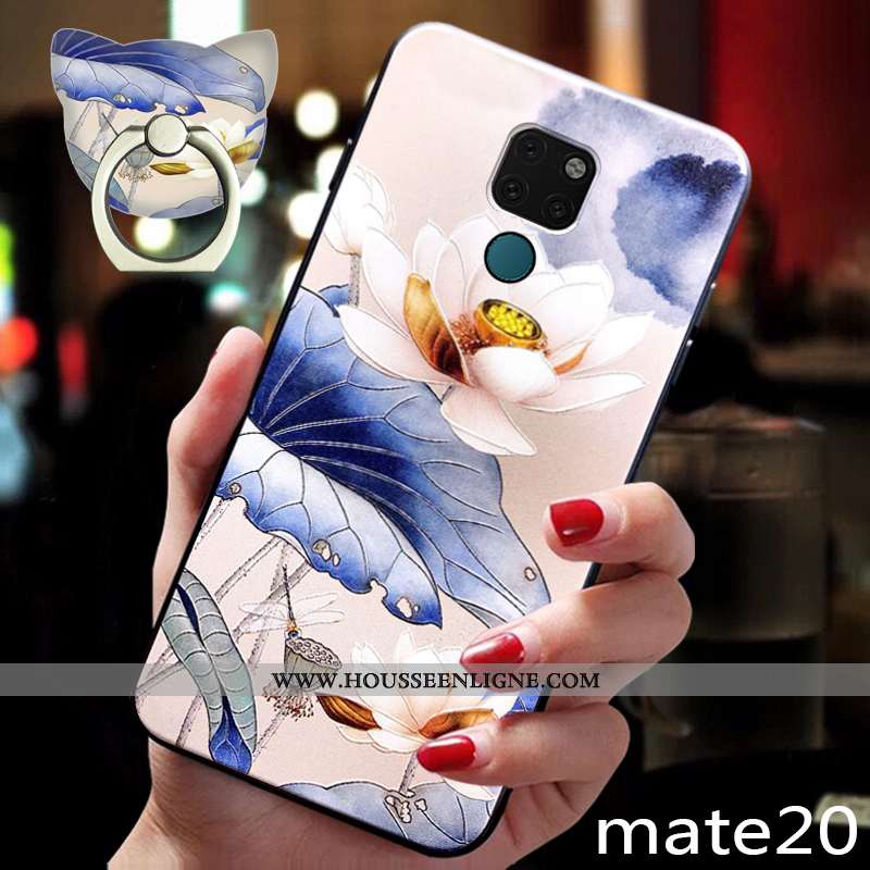 Housse Huawei Mate 20 Silicone Protection Coque Téléphone Portable Style Chinois Fluide Doux Étui Bl