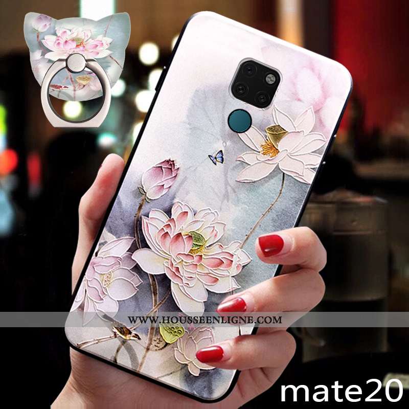 Housse Huawei Mate 20 Silicone Protection Coque Téléphone Portable Style Chinois Fluide Doux Étui Bl