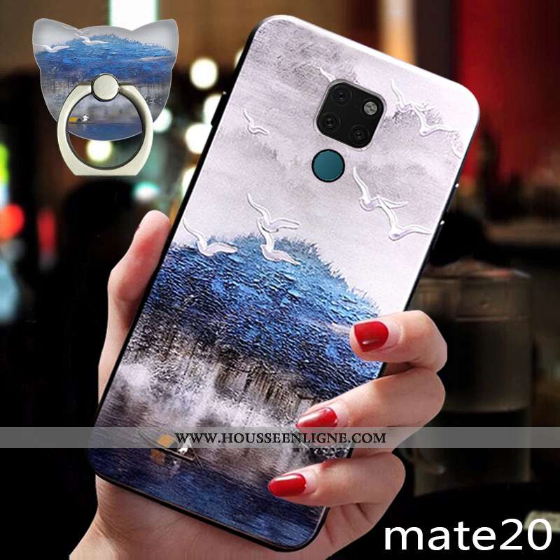 Housse Huawei Mate 20 Silicone Protection Coque Téléphone Portable Style Chinois Fluide Doux Étui Bl