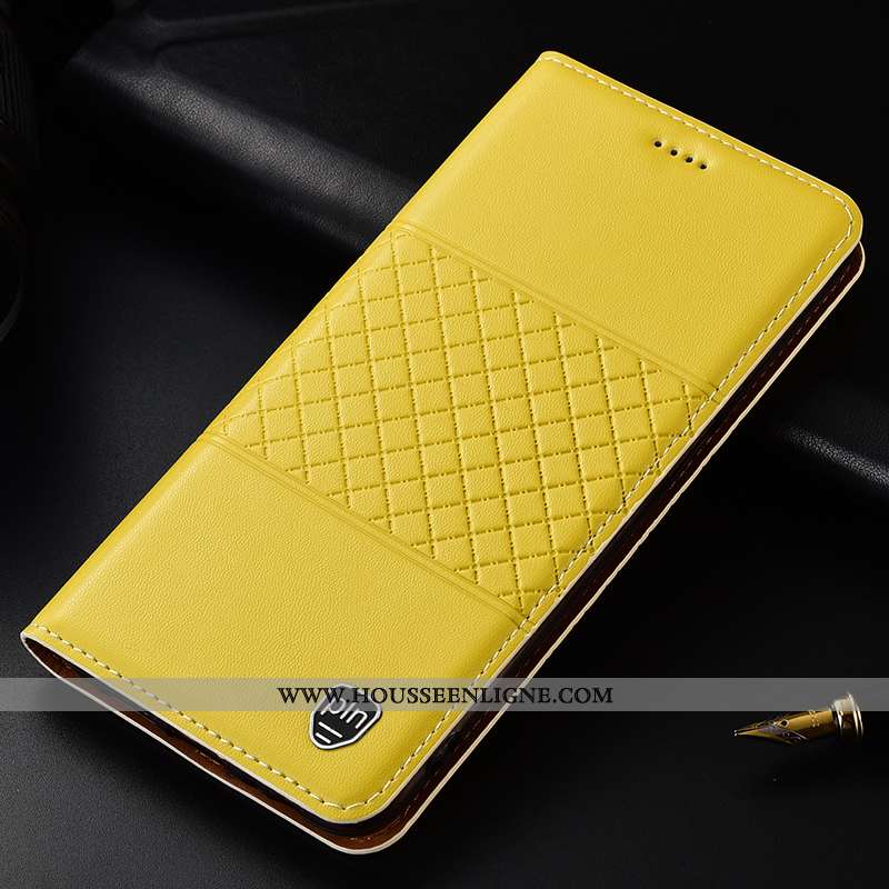 Housse Nokia 4.2 Cuir Véritable Protection Coque Jaune Téléphone Portable Étui