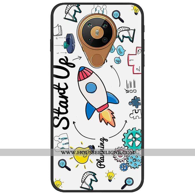 Housse Nokia 5.3 Dessin Animé Charmant Créatif Étui Téléphone Portable Pu Peinture Noir