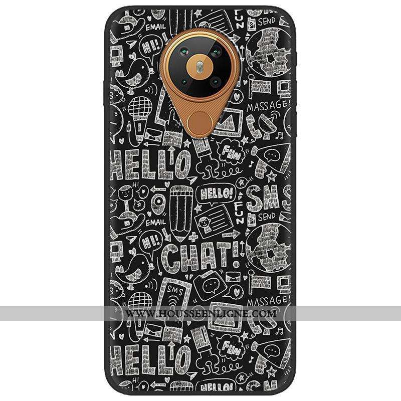 Housse Nokia 5.3 Dessin Animé Charmant Créatif Étui Téléphone Portable Pu Peinture Noir