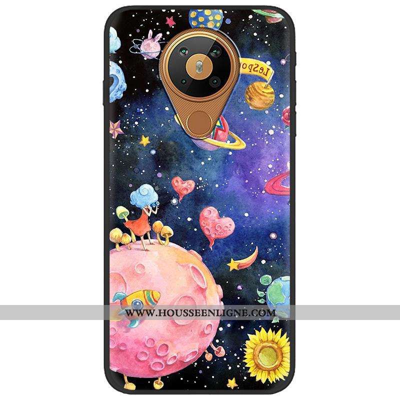 Housse Nokia 5.3 Dessin Animé Charmant Créatif Étui Téléphone Portable Pu Peinture Noir