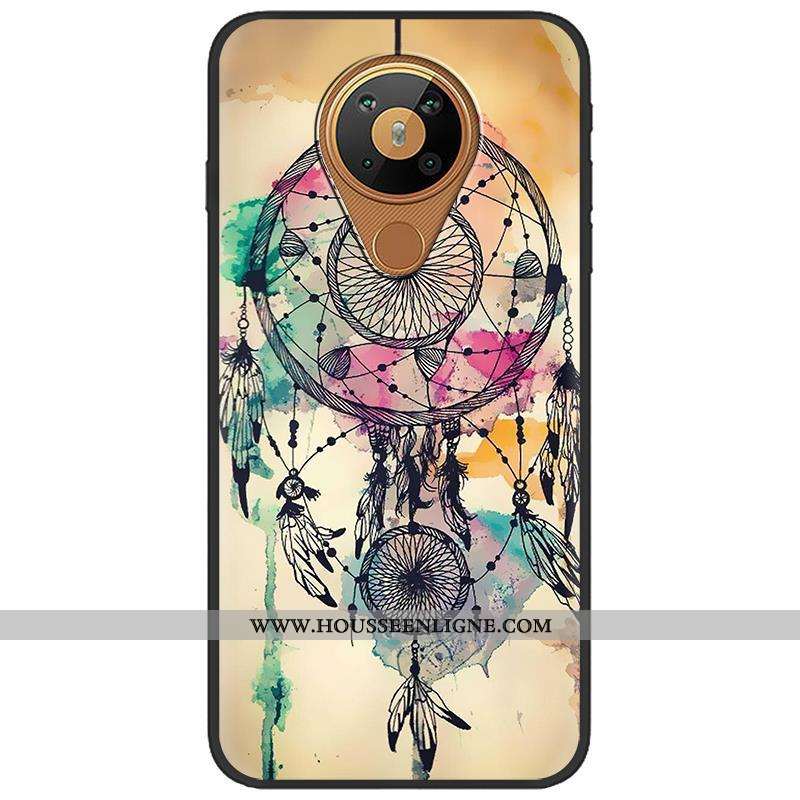 Housse Nokia 5.3 Dessin Animé Charmant Créatif Étui Téléphone Portable Pu Peinture Noir