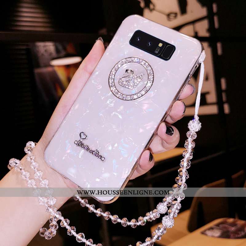 Housse Samsung Galaxy Note 8 Tendance Modèle Fleurie Coquille Étui Incruster Strass Fluide Doux Orne