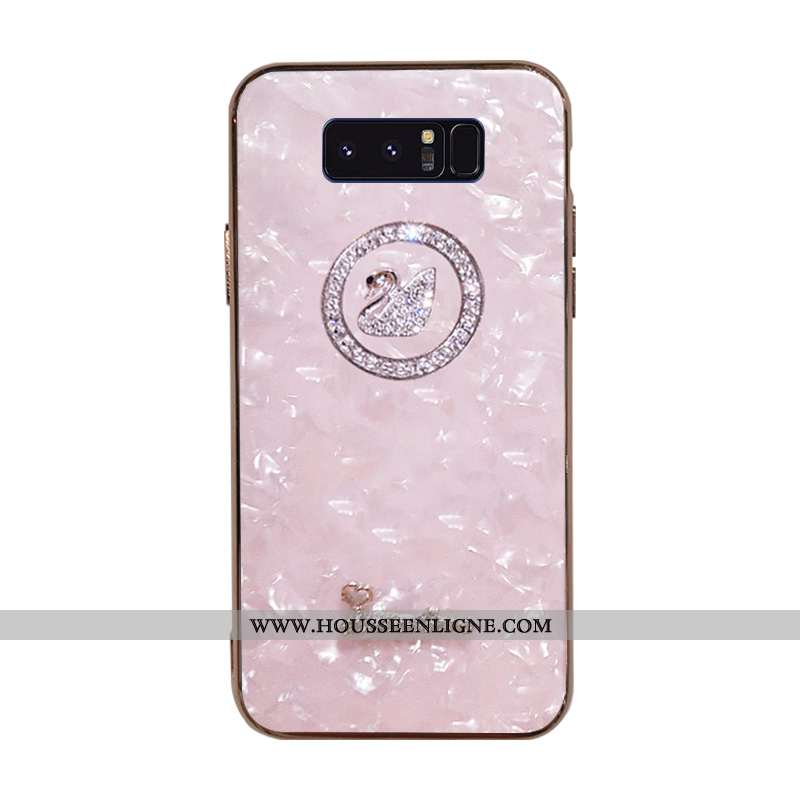 Housse Samsung Galaxy Note 8 Tendance Modèle Fleurie Coquille Étui Incruster Strass Fluide Doux Orne