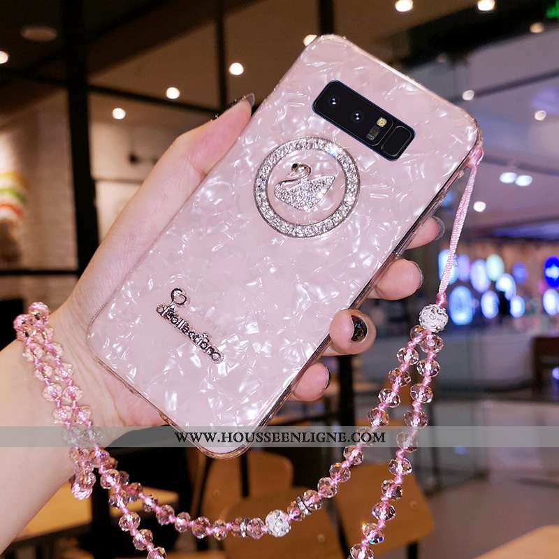 Housse Samsung Galaxy Note 8 Tendance Modèle Fleurie Coquille Étui Incruster Strass Fluide Doux Orne