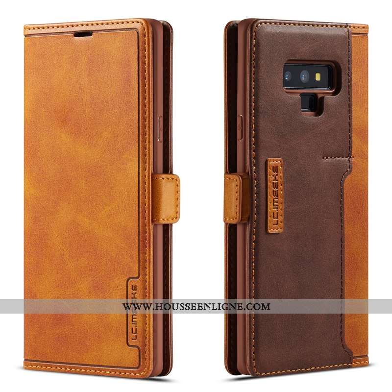 Housse Samsung Galaxy Note 9 Cuir Véritable Étoile Luxe Membrane Simple Étui Coque Bleu Foncé