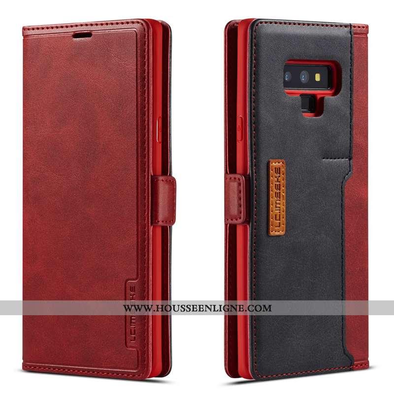 Housse Samsung Galaxy Note 9 Cuir Véritable Étoile Luxe Membrane Simple Étui Coque Bleu Foncé