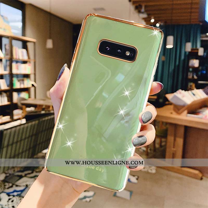 Housse Samsung Galaxy S10e Luxe Mode Cristal Incassable Anneau Téléphone Portable Bovins Verte