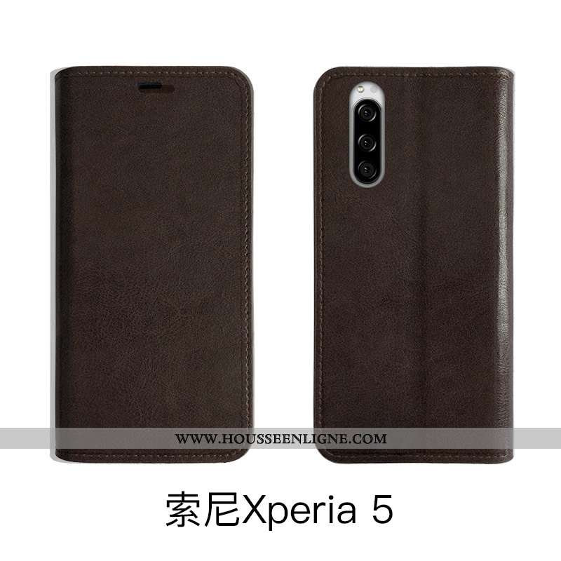 Housse Sony Xperia 5 Fluide Doux Protection Marron Téléphone Portable Coque Étui Légère