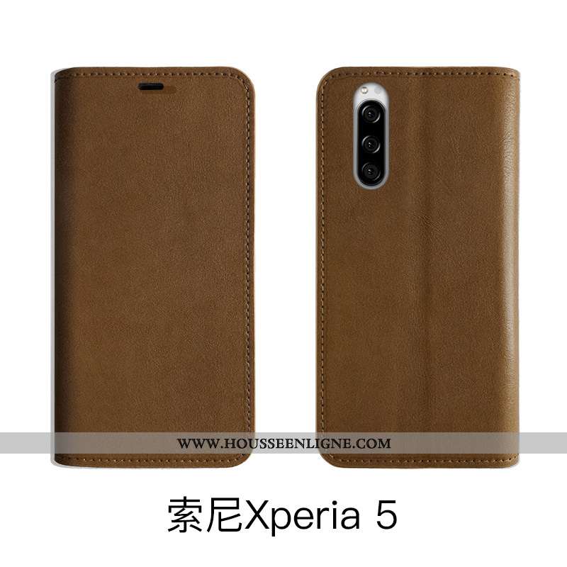 Housse Sony Xperia 5 Fluide Doux Protection Marron Téléphone Portable Coque Étui Légère