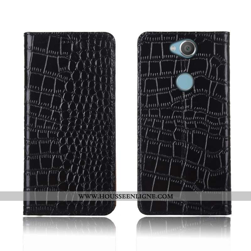 Housse Sony Xperia Xa2 Plus Cuir Fluide Doux Protection Véritable Clamshell Téléphone Portable Croco