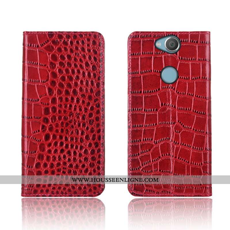 Housse Sony Xperia Xa2 Plus Cuir Fluide Doux Protection Véritable Clamshell Téléphone Portable Croco