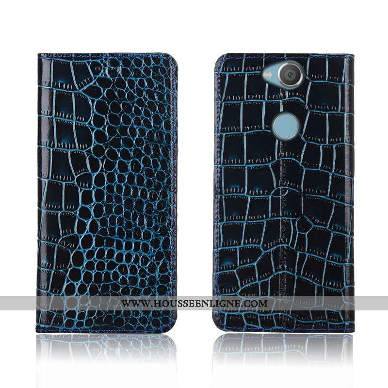 Housse Sony Xperia Xa2 Plus Cuir Fluide Doux Protection Véritable Clamshell Téléphone Portable Croco