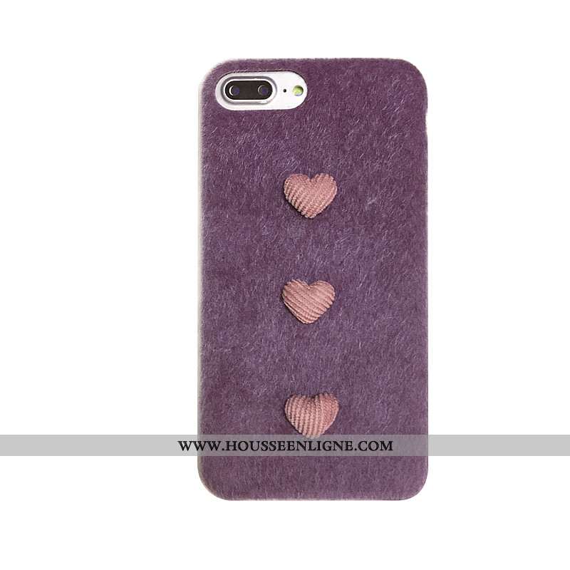 Housse iPhone 8 Plus Ultra Légère Coque Fluide Doux Violet Peluche Silicone