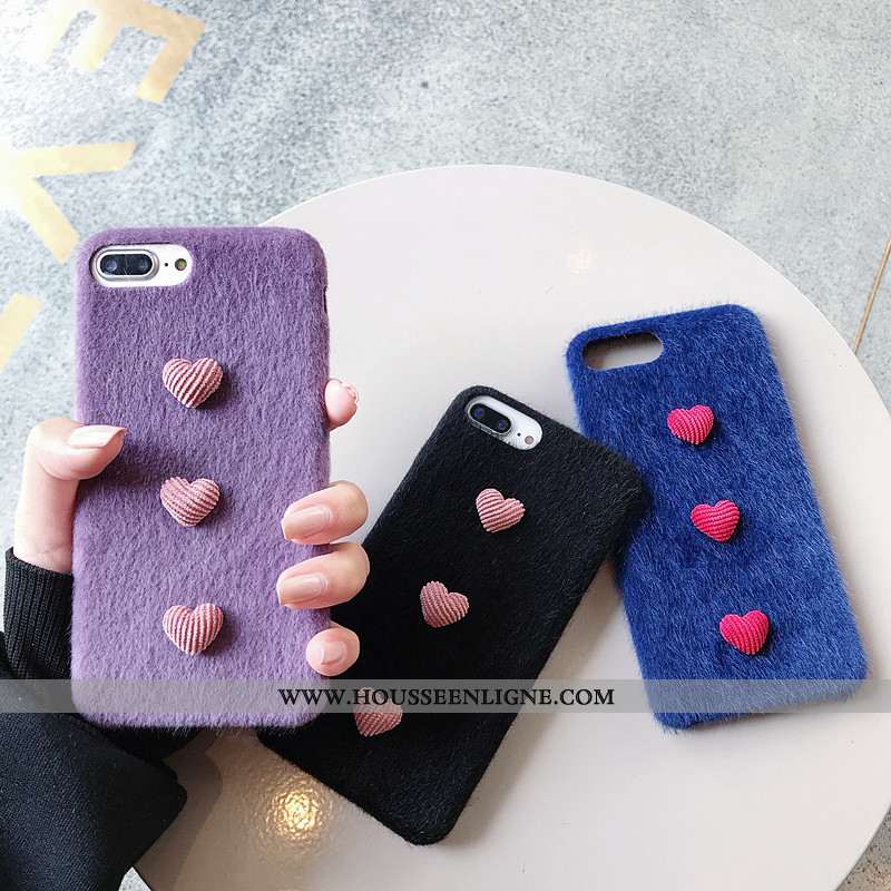 Housse iPhone 8 Plus Ultra Légère Coque Fluide Doux Violet Peluche Silicone