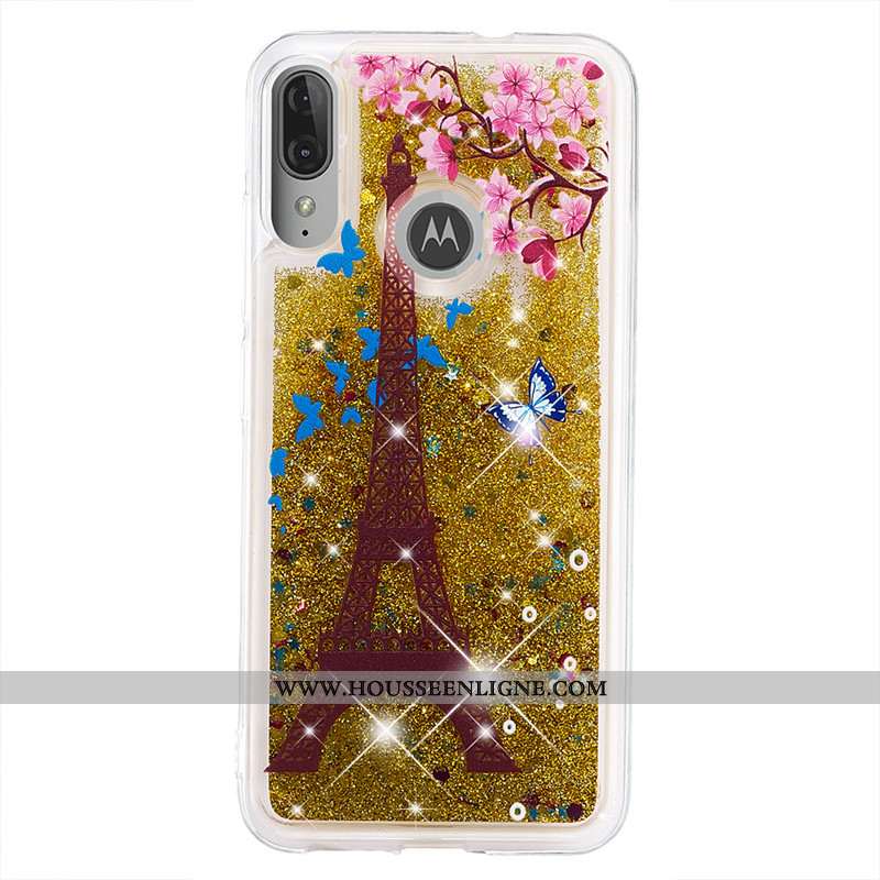 Étui Moto E6 Plus Dessin Animé Or Incassable Quicksand Coque Téléphone Portable Doré