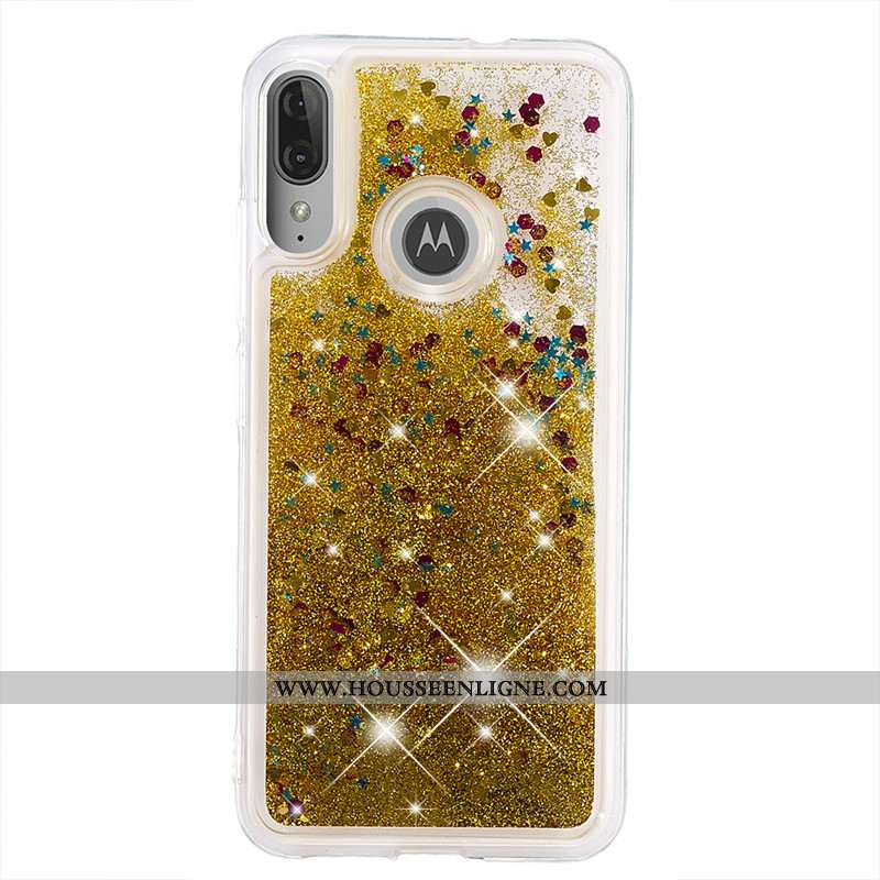 Étui Moto E6 Plus Dessin Animé Or Incassable Quicksand Coque Téléphone Portable Doré