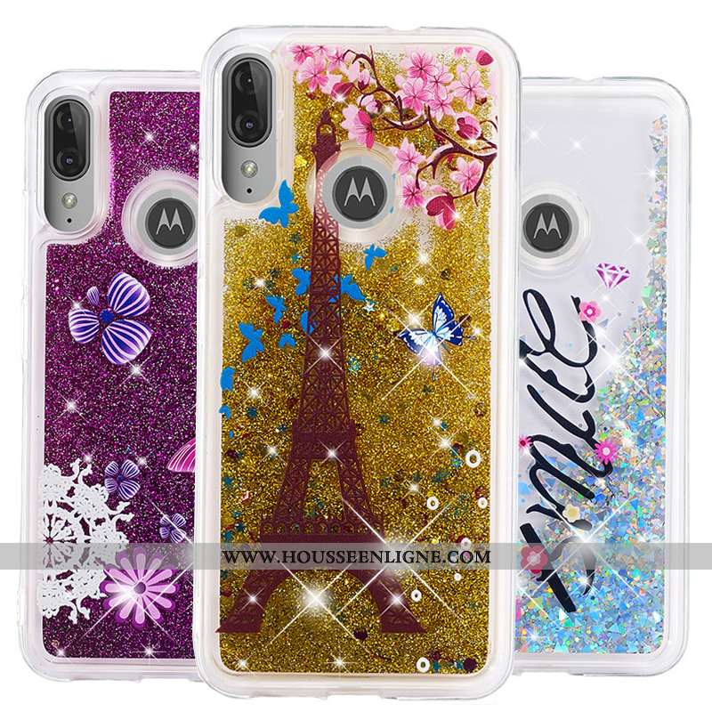 Étui Moto E6 Plus Dessin Animé Or Incassable Quicksand Coque Téléphone Portable Doré