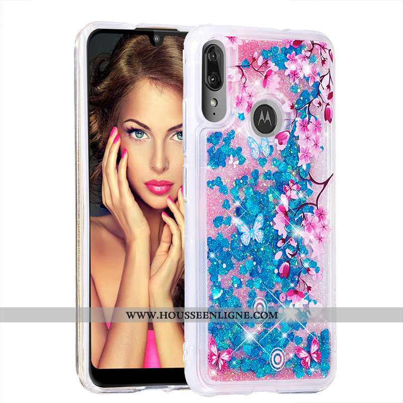 Étui Moto E6 Plus Dessin Animé Or Incassable Quicksand Coque Téléphone Portable Doré