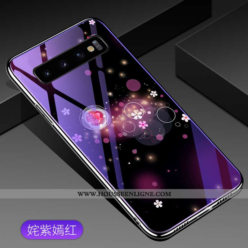 Étui Samsung Galaxy S10+ Personnalité Créatif Verre Téléphone Portable Coque Protection Violet