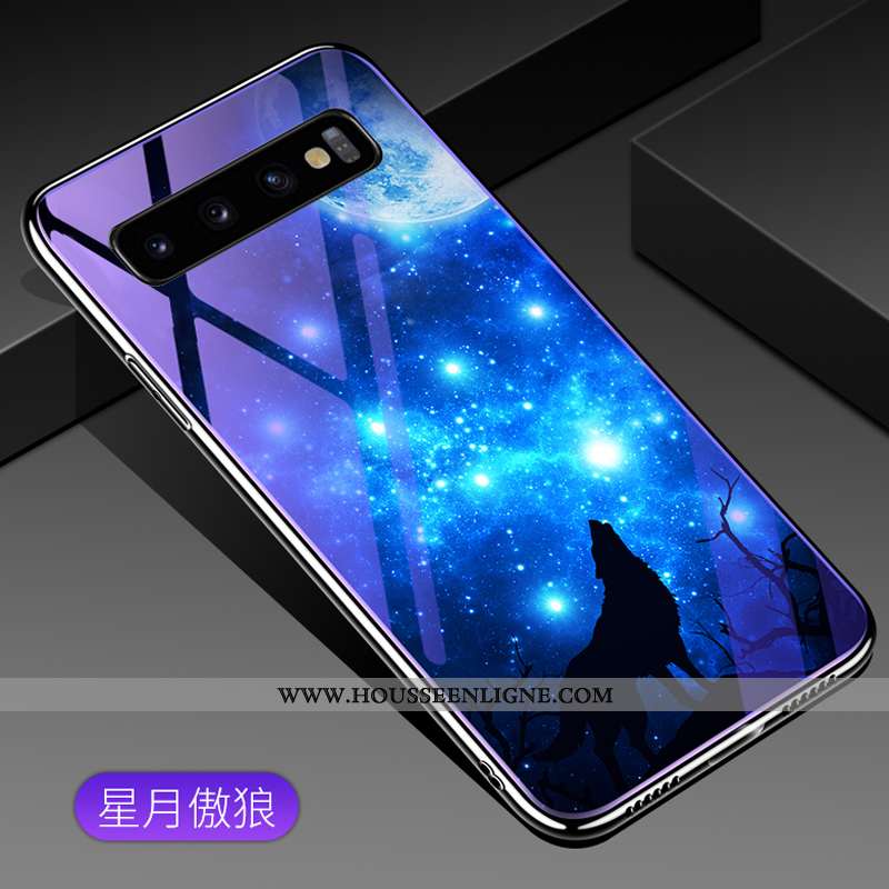 Étui Samsung Galaxy S10+ Personnalité Créatif Verre Téléphone Portable Coque Protection Violet