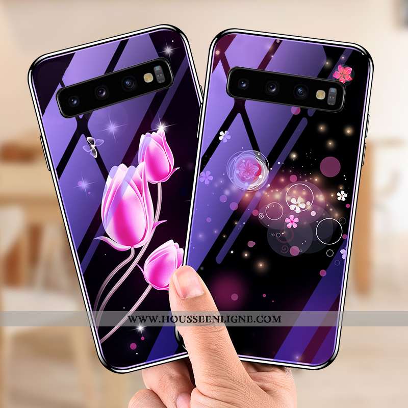 Étui Samsung Galaxy S10+ Personnalité Créatif Verre Téléphone Portable Coque Protection Violet