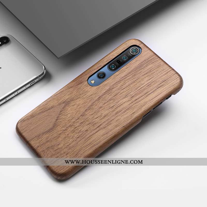 Étui Xiaomi Mi 10 Pro Créatif En Bois Incassable Téléphone Portable Antidérapant Coque Marron