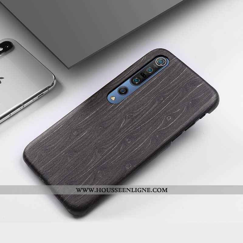 Étui Xiaomi Mi 10 Pro Créatif En Bois Incassable Téléphone Portable Antidérapant Coque Marron