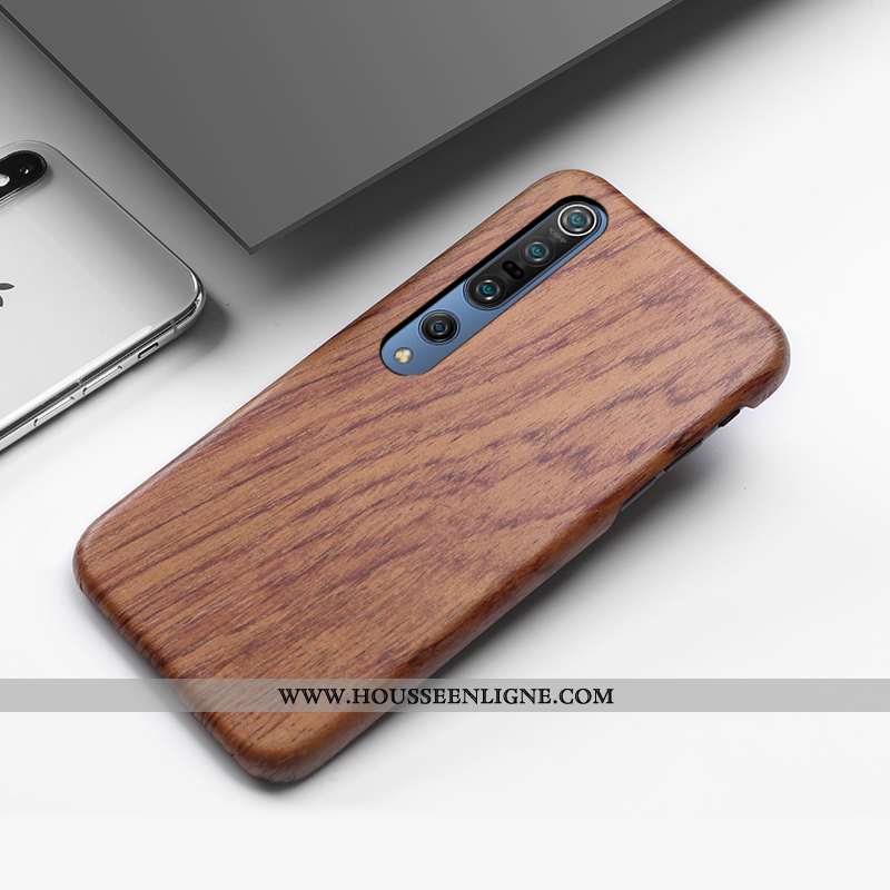 Étui Xiaomi Mi 10 Pro Créatif En Bois Incassable Téléphone Portable Antidérapant Coque Marron